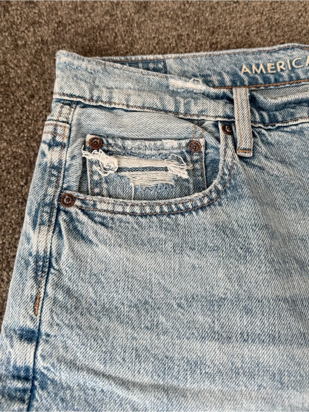 AE Low-Rise Denim Baggy Skater Short